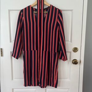 Banana Republic Navy and Coral Striped romper